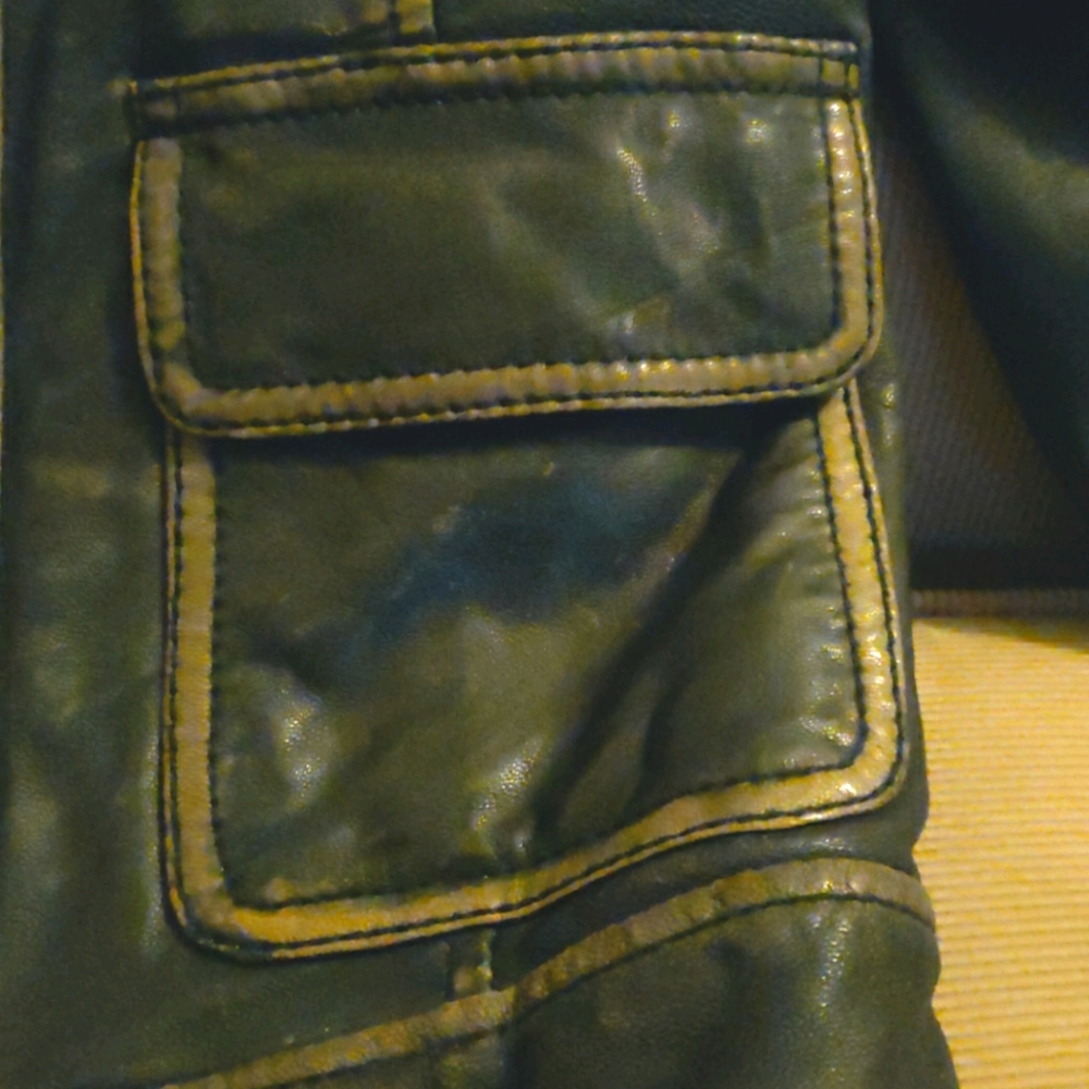 June label distressed leather jacket